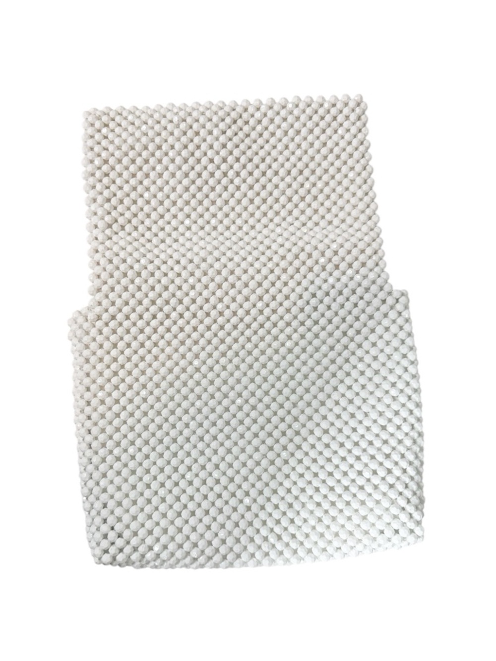 LOEFFLER RANDALL White Beaded Folded Clutch Purse Magnet Closure White Satin - Picture 5 of 7